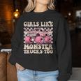 Girls Like Monster Trucks Too Pink Monster Truck Girls Women Sweatshirt Unique Gifts