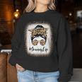 Grammy Life Bleached Leopard Messy Bun Mother's Day Women Sweatshirt Personalized Gifts