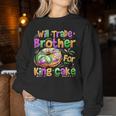 Mardi Gras Girls Kid Will Trade Brother For King Cake Bead Women Sweatshirt Personalized Gifts