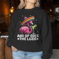 Women's And Up Goes The Luzie Flamingo Party Dancing Slogan With-Neck Sweatshirt Frauen Lustige Geschenke