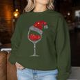 Christmas Wine Glass Of Red Wine Santa Hat Sudadera Mujer Regalos divertidos