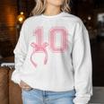 Birthday Girl Pink Coquette Bow 10 Year Old Aesthetic Girly Women Sweatshirt Funny Gifts