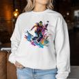 Colourful Ski Jumper Girl On Women's Ski Jumping Long-Sleeved Sweatshirt Frauen Lustige Geschenke