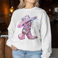 Cute Pink Cowgirl Boots Disco Western Country Cow Girls Sweatshirt Frauen Lustige Geschenke