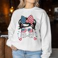 N Girl 45-47 Trump Messy Bun 2024 Usa Flag Youth Women Sweatshirt Personalized Gifts
