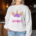 Women's Mummy Of The Birthday Girl Unicorn Mum Birthday Party Mother Blue Sweatshirt Frauen Lustige Geschenke