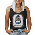 Bleached Air Force Mom Life Messy Bun Us Flag Women Tank Top