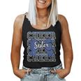 Cheer Sister Bow Sport Cheerleader Cheerleading Blue Women Tank Top