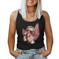 Cool Retro Cupid Leopard Peace Sign Valentines Day For Girls Women Tank Top