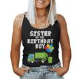 Garbage Truck Sister Birthday Boy Balloons Birthday Party Camiseta sin mangas para mujer