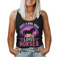 Just A Girl Who Loves Horses Retro Vintage Friesian Horse Women Tank Top