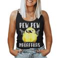 Pew Pew Madafakas Crazy Chicken Gun Regalos Divertidos Camiseta sin mangas para mujer