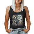 Raccoon 3 Racoons Howling At Moon Weird Cursed Women Tank Top