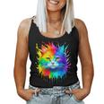 Rainbow Cat Realistic Watercolor Cute Cat Paint Colorful Cat Women Tank Top