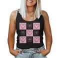 Retro Checkered Valentine Day Heart Coquette Bow Girls Women Tank Top