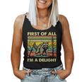 Retro Raccoon Delight Tank Top | Women's Fun Animal Design