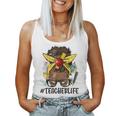 Afro Teacher Life Messy Bun Black African American Educator Women Tank Top