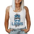 Lions Girl Messy Bun Sports Fan Team Women Tank Top