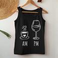 Am Coffee Pm Wine Drink Wine Loveino Tank Top Frauen Lustige Geschenke