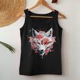 Kitsune Fox Mask Japanese Anime Kawaii Blossom Cherry Flower Tank Top Frauen Lustige Geschenke