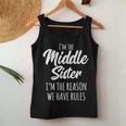 Middle Sister The Reason We Have Rules Matching Sister Camiseta sin mangas para mujer Regalos divertidos
