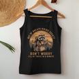 Raccoon Hiking Tank Top - Out of Breath Society Vintage Women Tee Unique Gifts