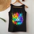 Rainbow Cat Realistic Watercolor Cute Cat Paint Colorful Cat Women Tank Top Personalized Gifts