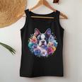 Watercolor Floral Boston Terrier Mama Dog Lover Mother's Day Women Tank Top Personalized Gifts