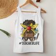 Afro Teacher Life Messy Bun Black African American Educator Women Tank Top Personalized Gifts