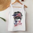 Trump Girl No Apologies Messy Bun Trump 2024 Bandera Estadounidense Camiseta sin mangas para mujer Regalos divertidos