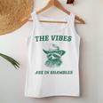 The Vibes Are In Shambles Sarcastic Raccoon Cowboy Women Tank Top Unique Gifts