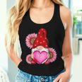 Pink Gnome Heart Leopard Sunflower Happy Valentine's Day Women Tank Top Gifts for Her