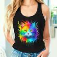 Rainbow Cat Realistic Watercolor Cute Cat Paint Colorful Cat Women Tank Top Gifts for Her