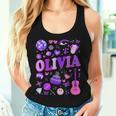 Retro Girl Olivia First Name Personalized Groovy 80'S Women Tank Top Gifts for Her
