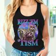 Rizz Em With The Tism Retro Raccoon Meme Women Tank Top Gifts for Her