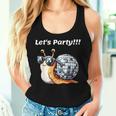 Snail's Disco Lover Groovy Party Snail With Disco Ball Tank Top Frauen Geschenke für Sie