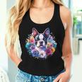 Watercolor Floral Boston Terrier Mama Dog Lover Mother's Day Women Tank Top Gifts for Her