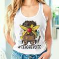 Afro Teacher Life Messy Bun Black African American Educator Women Tank Top Gifts for Her