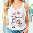 Children's Big Sister 2025 Horses Baby Pregnancy Announcement Gray Tank Top Frauen Geschenke für Sie