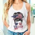 Trump Girl No Apologies Messy Bun Trump 2024 Bandera Estadounidense Camiseta sin mangas para mujer Regalos para ella