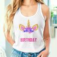 Women's Mummy Of The Birthday Girl Unicorn Mum Birthday Party Mother Blue Tank Top Frauen Geschenke für Sie