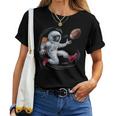 Astronaut Playing Football Vintage Space Football Women T-shirt