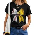 Baseball Softball Coquette Bow Game Day Heart Love Mom Life Women T-shirt
