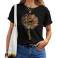 Border Collie Mom Sunflower Dog Paw Colorful Women T-shirt