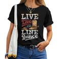 Cowboy Cowgirl Dancing Live Western Line Bailando Regalos Cuello Camiseta de mujer