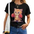 Divertido Gato De Boxeo Con Guantes De Boxeo Para Fanáticos Del Deporte Y Las Mascotas Cuello Camiseta de mujer