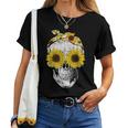 Skull Sunflower Skeleton Bandana Sunflower Skull T-shirt Frauen