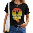 Girl Silhouette Ballet Dance Sunset Retro Ballerina Camiseta de mujer