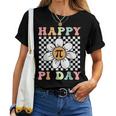 Happy Pi Day Groovy Daisy Flower Pi Symbol 314 Math Lover Women T-shirt