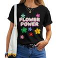 Hippie Costume 60S 70S Flower Power Süßes Groovy 70Er 60Er Jahre Party Schwarz Geblümt Crew-Ausschnitt S Erwachsene Party Retro Flower T-shirt Frauen